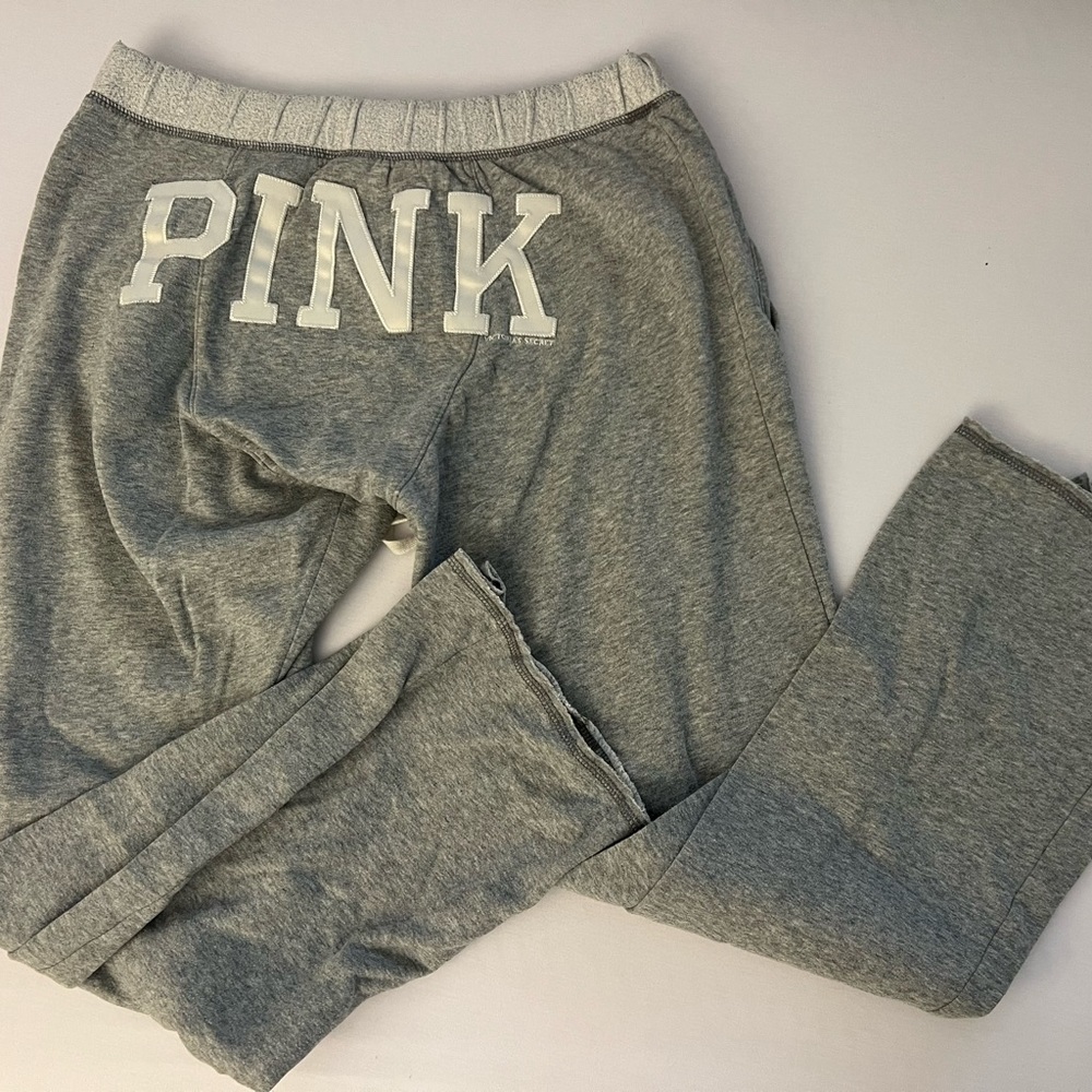 PINK sweat pants wide leg grey